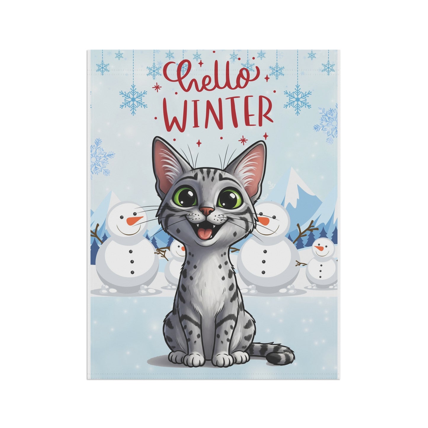Egyptian Mau Hello Winter Garden Banner