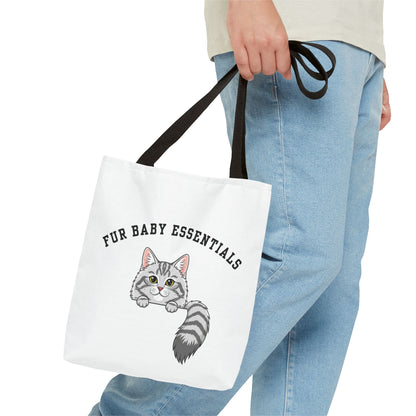 Long hair silver tabby cat FurBaby Tote Bag