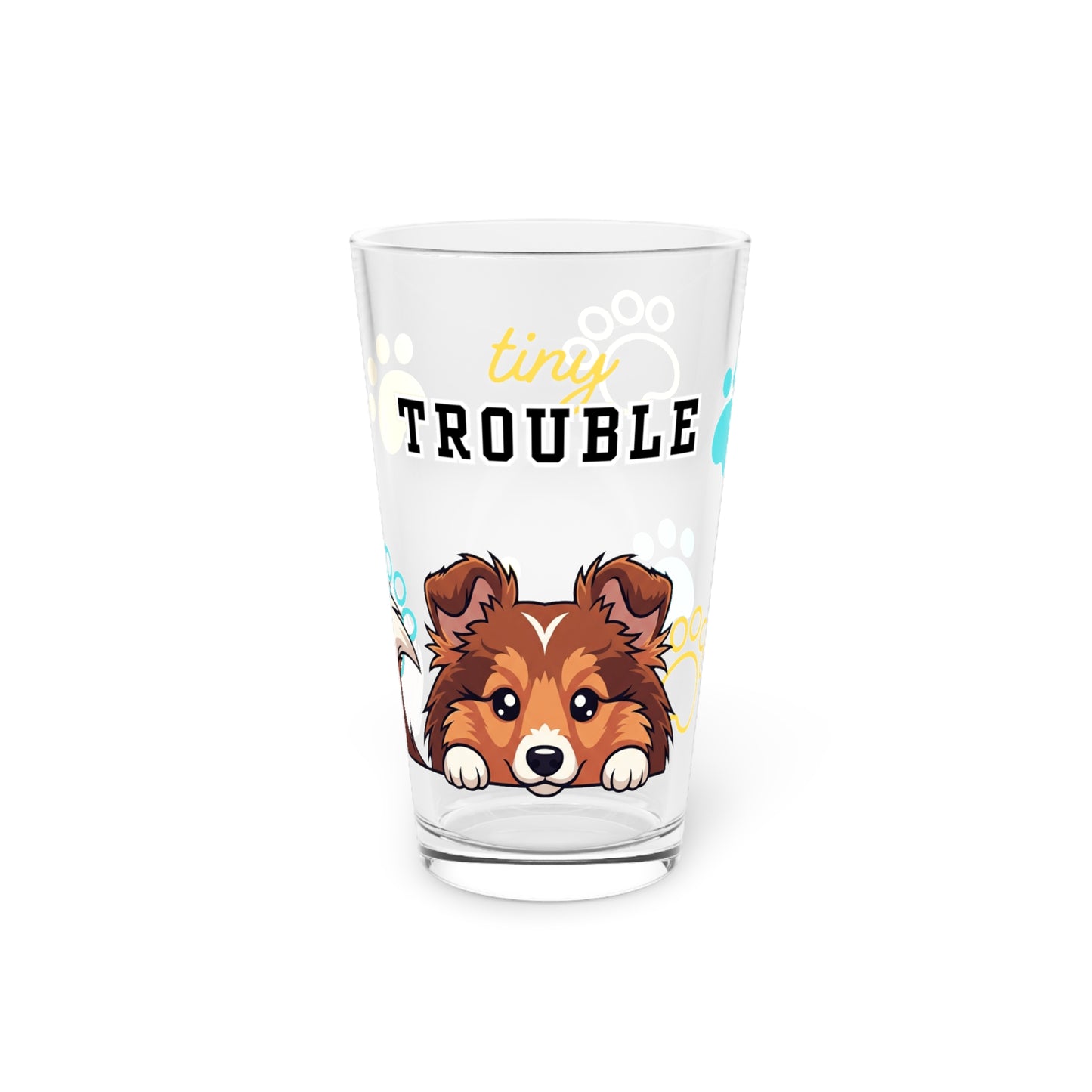 Sheltie Tiny Trouble Pint Glass