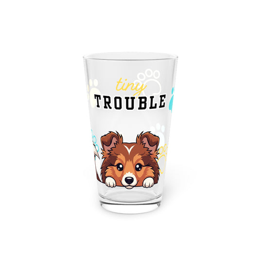Sheltie Tiny Trouble Pint Glass