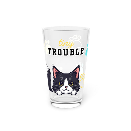 Long hair tuxedo cat Tiny Trouble Pint Glass