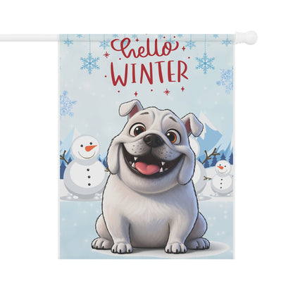 Bulldog Hello Winter Garden Banner