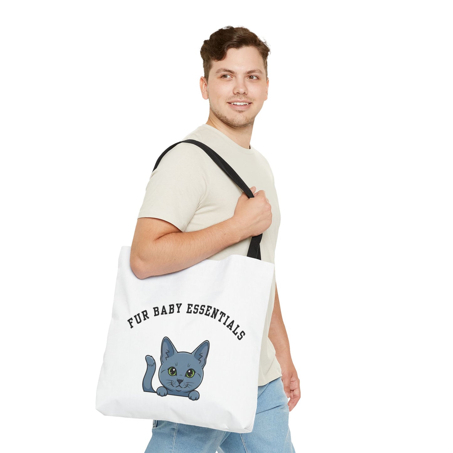 Short hair gray cat FurBaby Tote Bag
