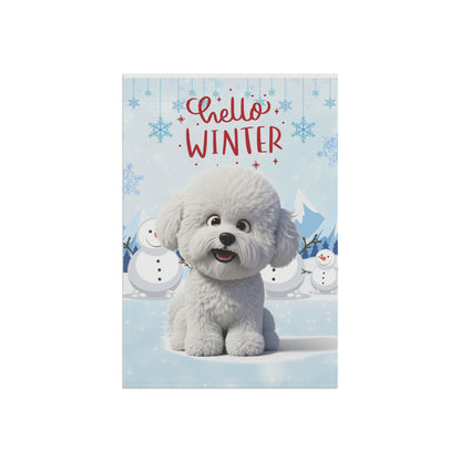 Bichon Frise Hello Winter Garden Banner