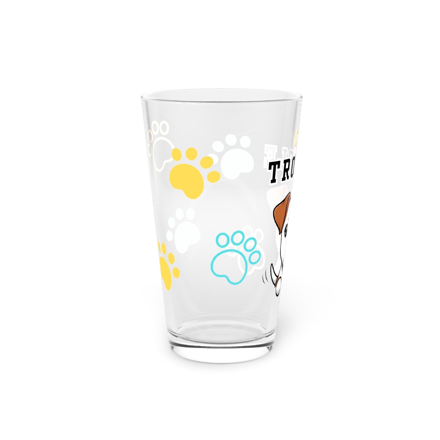 Jack Russell Tiny Trouble Pint Glass