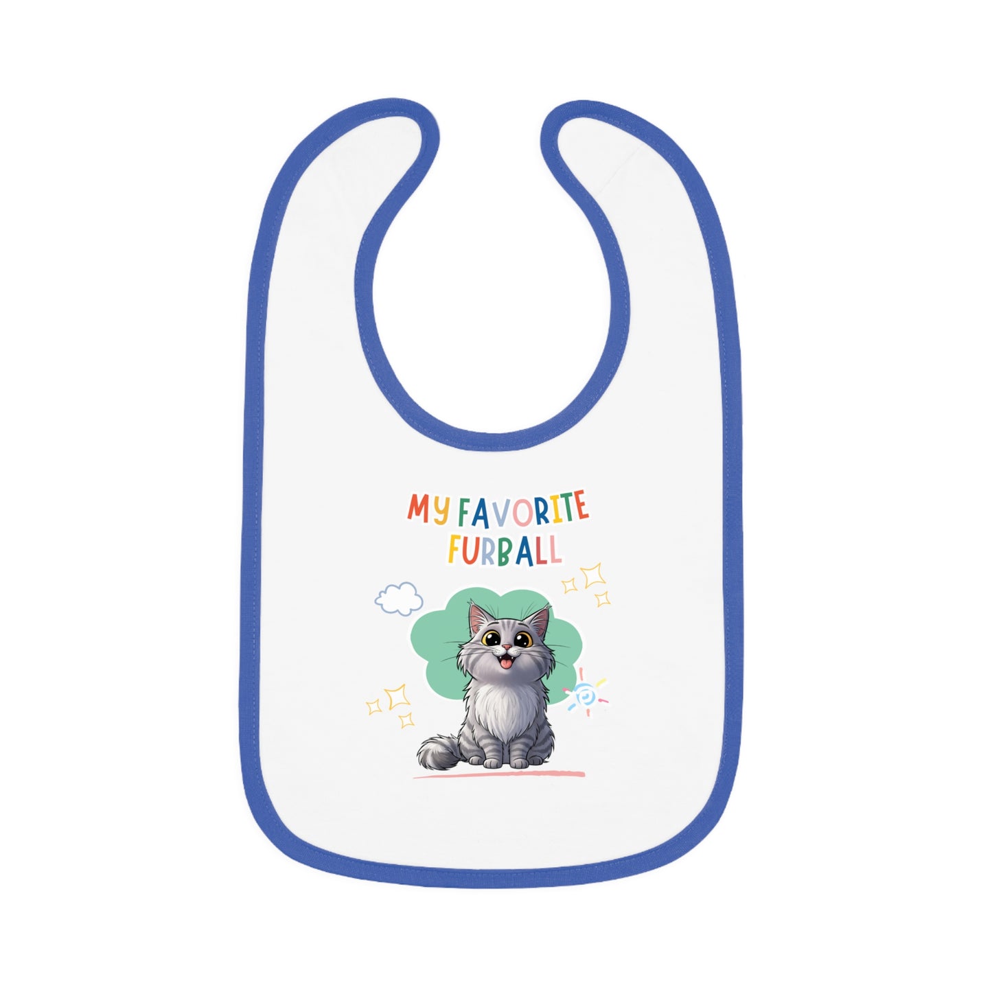 Long hair Silver Tabby Cat Favorite Furball Baby Bib