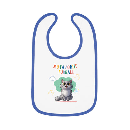 Long hair Silver Tabby Cat Favorite Furball Baby Bib