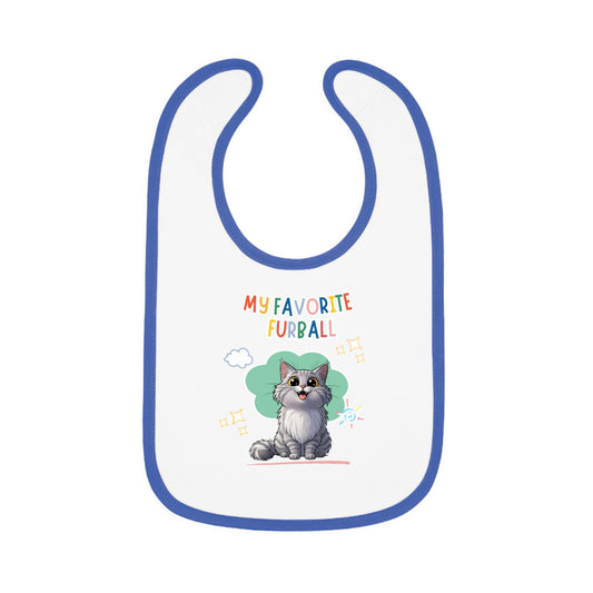 Long hair Silver Tabby Cat Favorite Furball Baby Bib