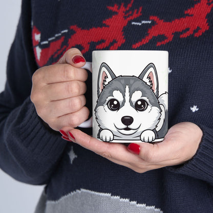 Husky Peek-a-Boo Mug | Best Husky Daddy Gift