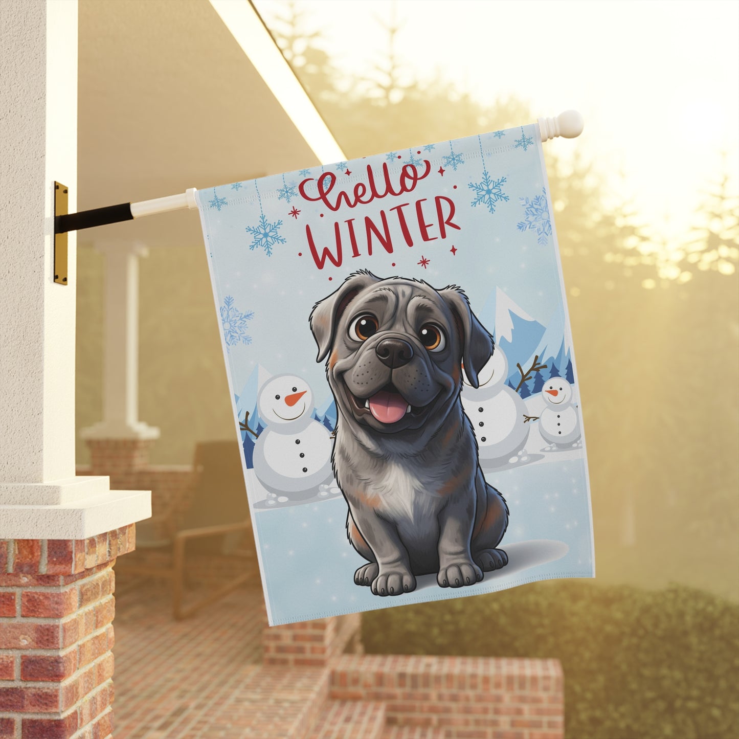 Mastiff Hello Winter Garden Banner