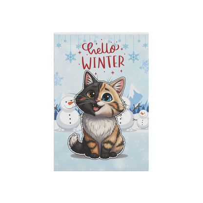 Long hair chimera cat Hello Winter Garden Banner